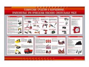 Стенд "Технические средства и оборудование, применяемые при проведении поисково-спасательных работ"