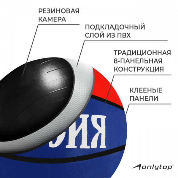 Мяч баскетбольный ONLYTOP Россия